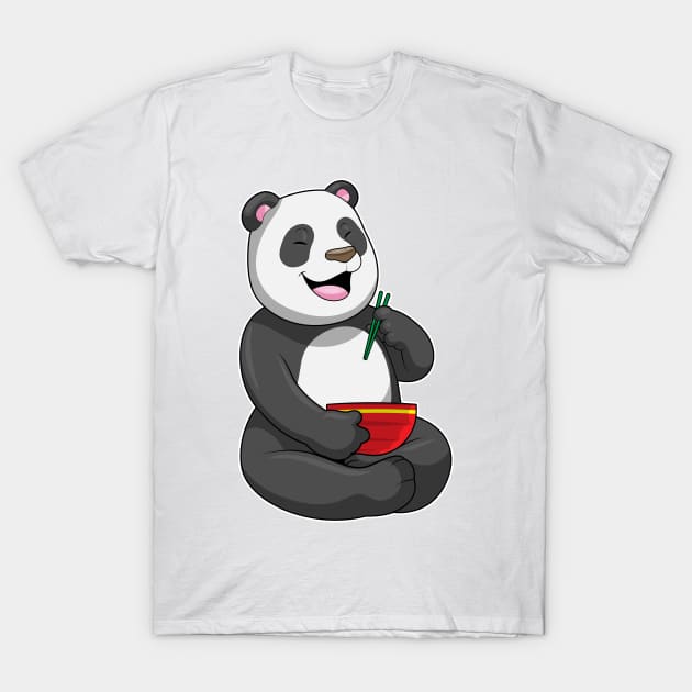 Panda with Bowl Ramen T-Shirt by Markus Schnabel